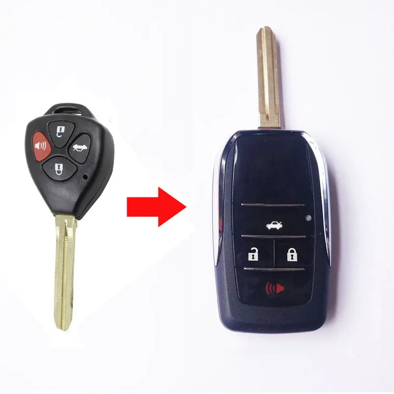 Откидной складной чехол для ключей Toyota Camry Reiz Vois RAV4 3 + 1 кнопки с крышкой TOY43 новый
