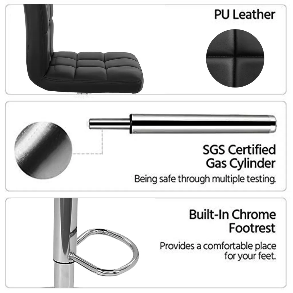 

New Home Bar Chairs Set Of 2 Leather Adjustable Bar Stools Counter Height Swivel Stool Black Lifting And Rotating Bar Chair Us