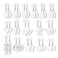 16 pairs of blank heat transfer wire hook earrings various shapes of earring pendants for diy jewelry crafts earrings