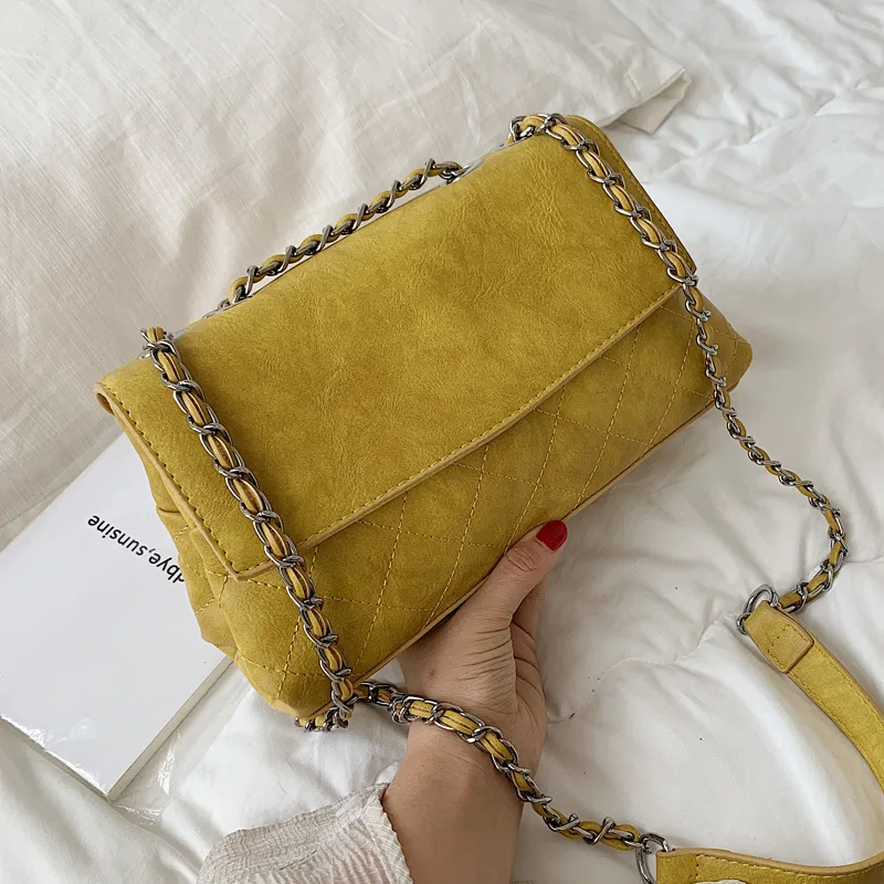

Diamond Lattice PU Leather Crossbody Bags for Women 2021 New Vintage Handbags Ladies Shoulder Messenger Bag Female Purse