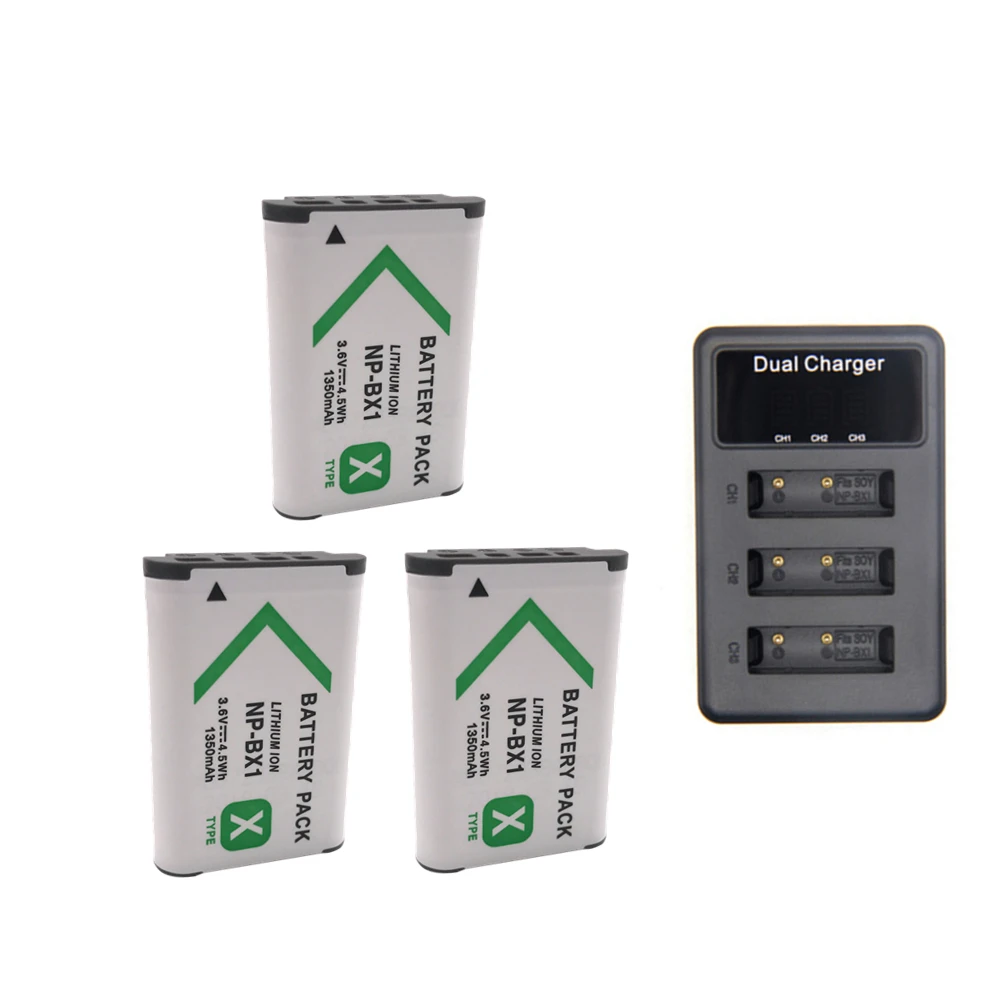 charger and 3battery NP-BX1 npbx1 np bx1 np bx1 Батарея для sony DSC-RX100 DSC-WX500 Характеристическая вязкость полимера HX300 WX300 HDR-AS15 X3000R MV1 AS30V HDR-AS300 as100v as200v - Цвет: charger and 3battery