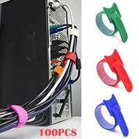 100pcs t shaped hookloop cable tie 11015cm reusable fastening organizer rope holder for laptop pc tv xr hot