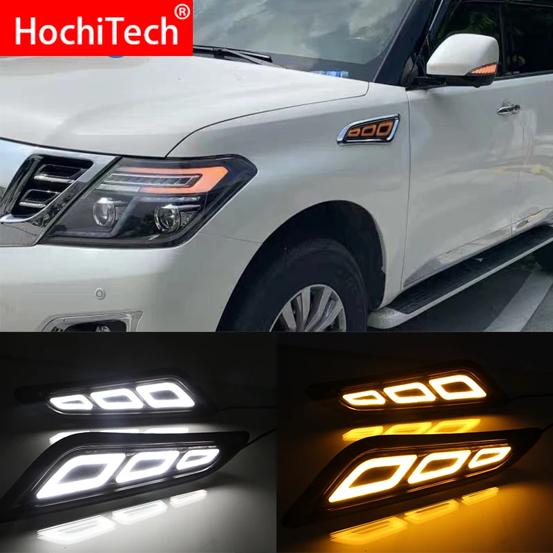 Автомобиль дневной свет светильник для Nissan Patrol Y62 2014 2019 листовая сигнал поворота