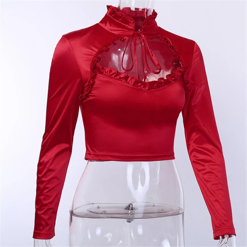 Модная женская однотонная Сексуальная Открытая Водолазка с длинным рукавом