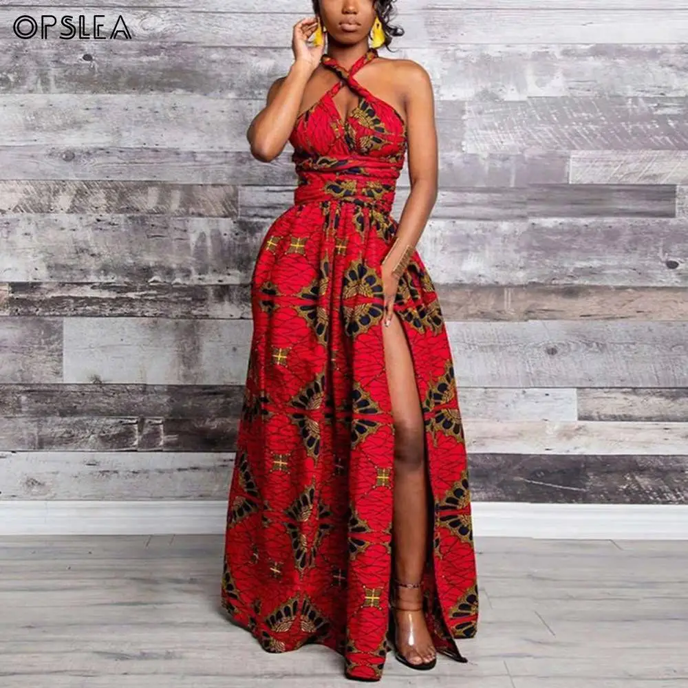 Opslea/африканские платья для женщин, Bazin Riche Vestidos, традиционное платье макси с принтом, Дашики, африканские платья для женщин