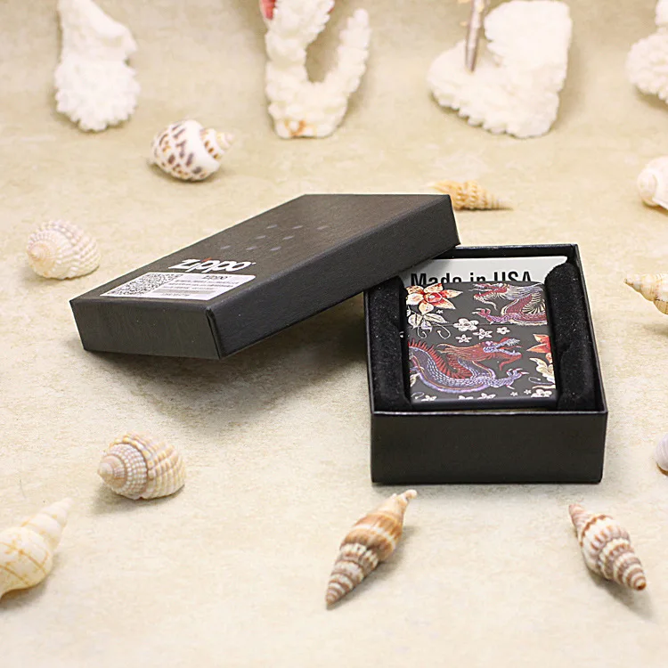 

Genuine Zippo oil lighter copper windproof Black matte Dragon cigarette Kerosene lighters Gift With anti-counterfeiting code