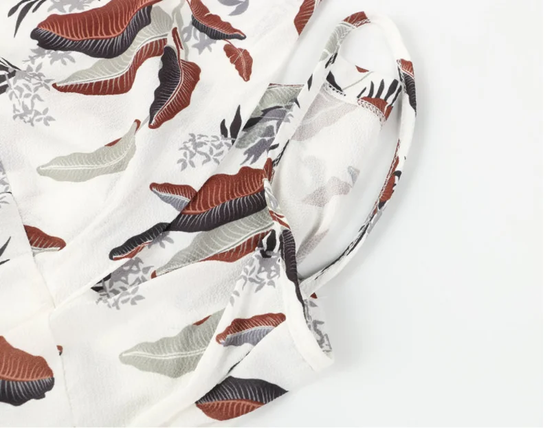 

Leaf Print Jumpsuit Women Sexy V Neck Sling Sleeveless Backless Wide Leg Jumpsuit Summer Romper Ladies Lace Up Boho Overalls New