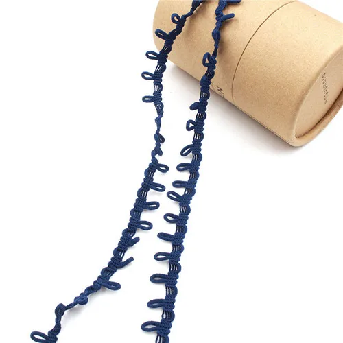 Navy 5yards 5 ярдов черно-белые петли для пуговиц эластичная кружевная Лента Сделай Сам многоцветная кружевная отделка ручной работы для одежды аксессуары для шитья - Цвет: Navy 5yards