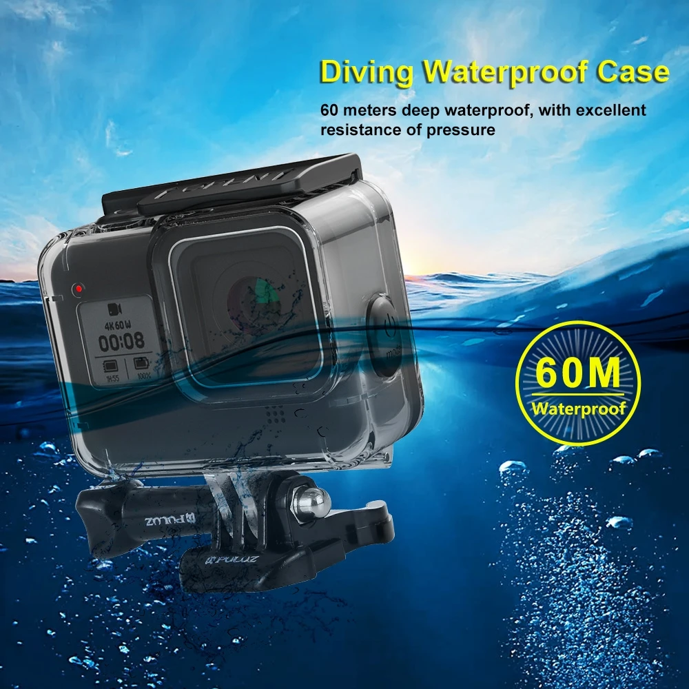 Чехол для экшн камеры GoPro HERO8 черный 60 м водостойкий с мягкой кнопкой|Чехлы