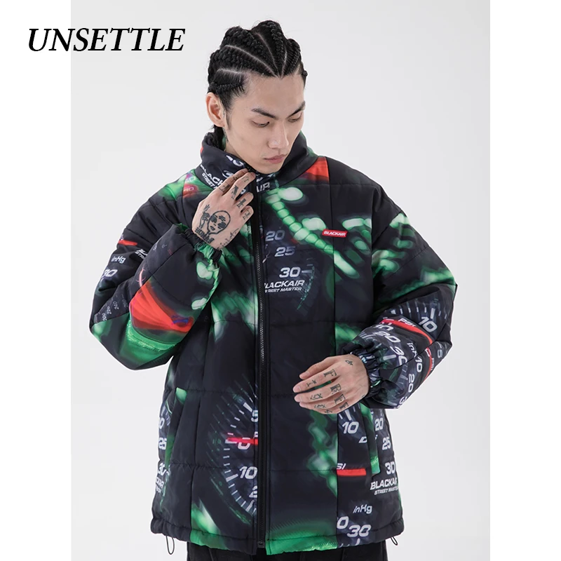 Мужская Утепленная куртка на молнии теплая винтажная с принтом граффити в