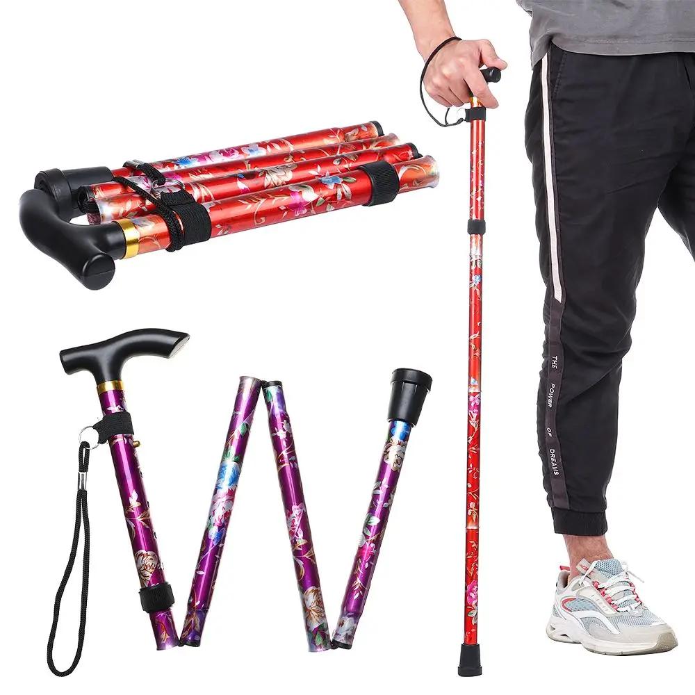 

Made for Adults Elder Elderly Care Gift Folding Trekking Stick Telescopic Walking Cane Hiking Poles Non-slip Crutches