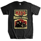 Футболка мужская с надписью KISS Rock  Roll, повседневная черная хлопковая рубашка для вечевечерние НКИ, для мальчиков
