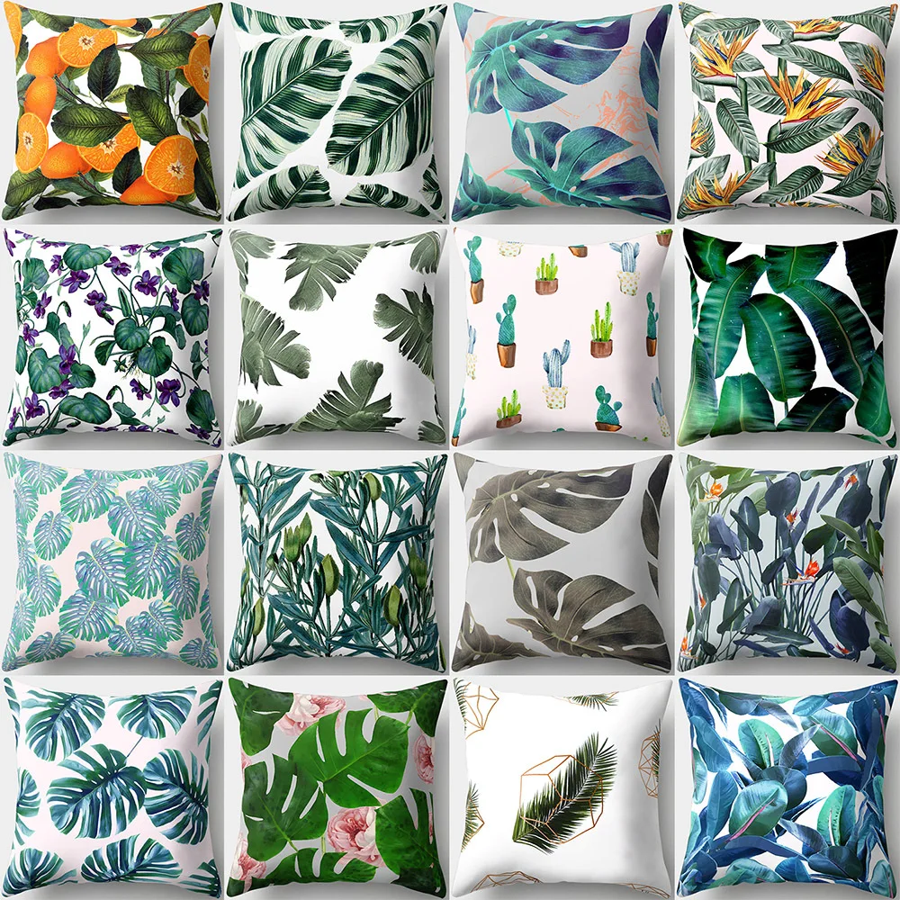 

Cute Cartoon Plant Print Cushion Cover Polyester Decorative for Sofa Seat Soft Throw Pillow Case Cover 45x45cm Home Decor