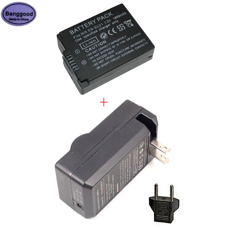 

7.2V 1800mAh EN-EL21 ENEL21 Digital Camera Battery + AC Charger For Nikon 1 V2, 1V2, SingleMacro Coolpix A J1