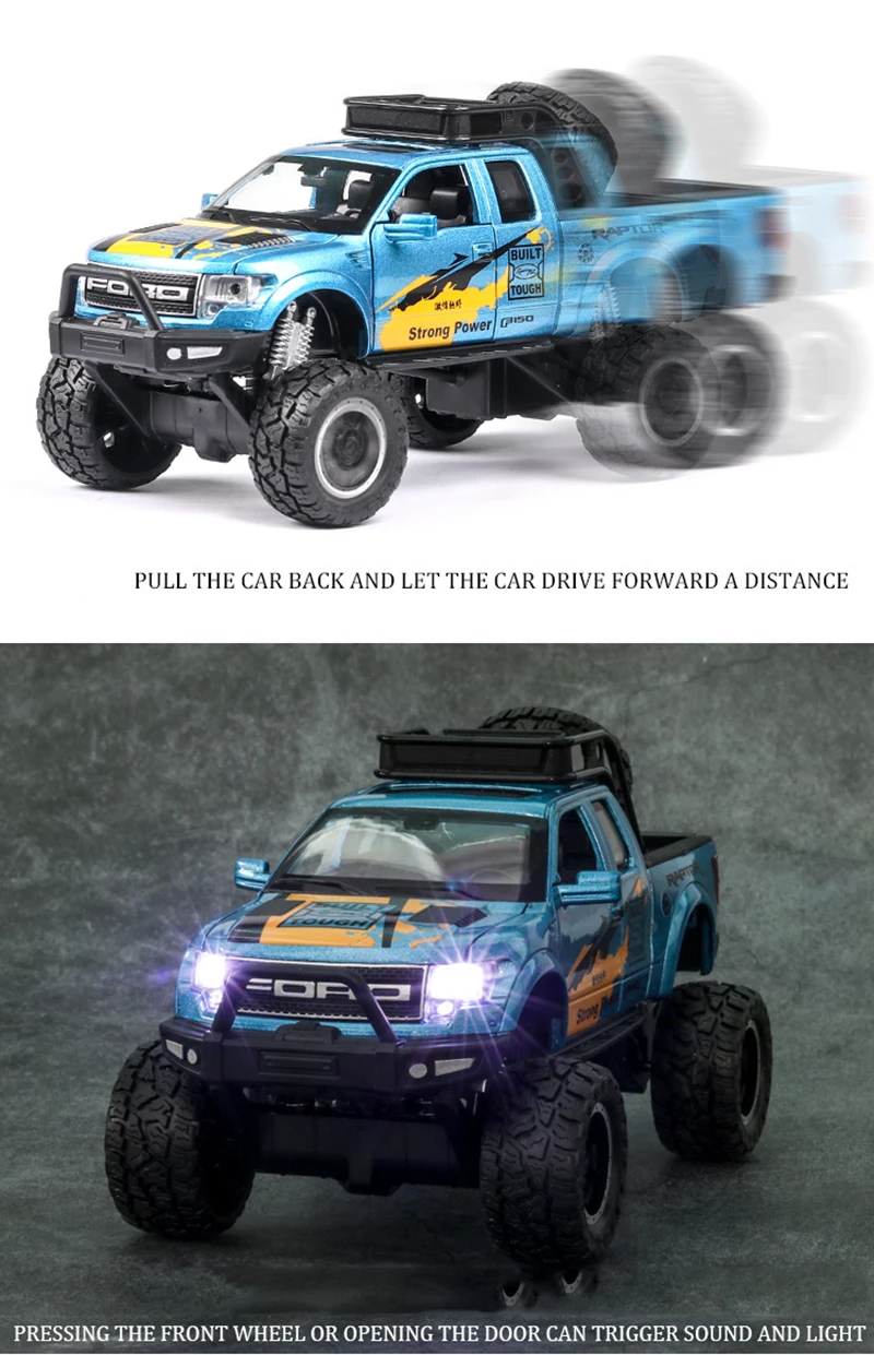 1:32, Ford Raptor F150, пикап, сплав, модель автомобиля, оттягивается, литая под давлением, Игрушечная машина, модель автомобиля, подарок, игрушки для детей, день рождения