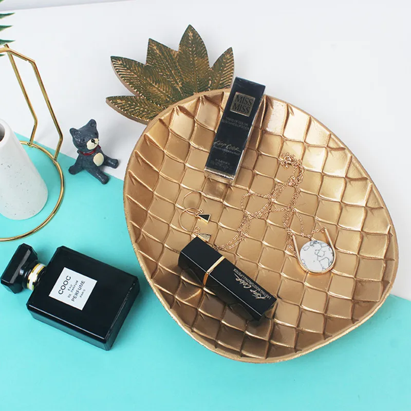 Креативные подносы для хранения в скандинавском стиле из дерева с золотым листом