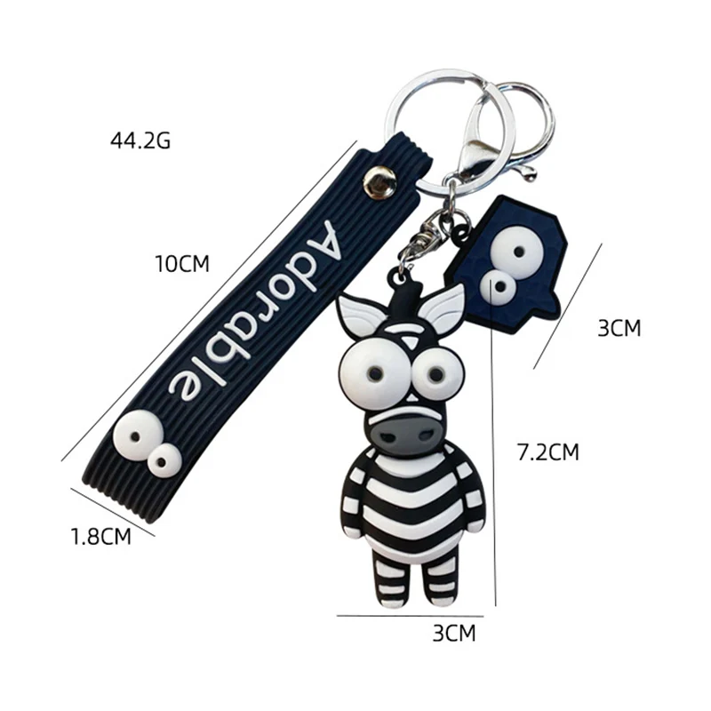 

New Cartoon Key Chain PVC Zebra Giraffe Funny Toy Keychain Car Key Ring Birthday Gifts For Children