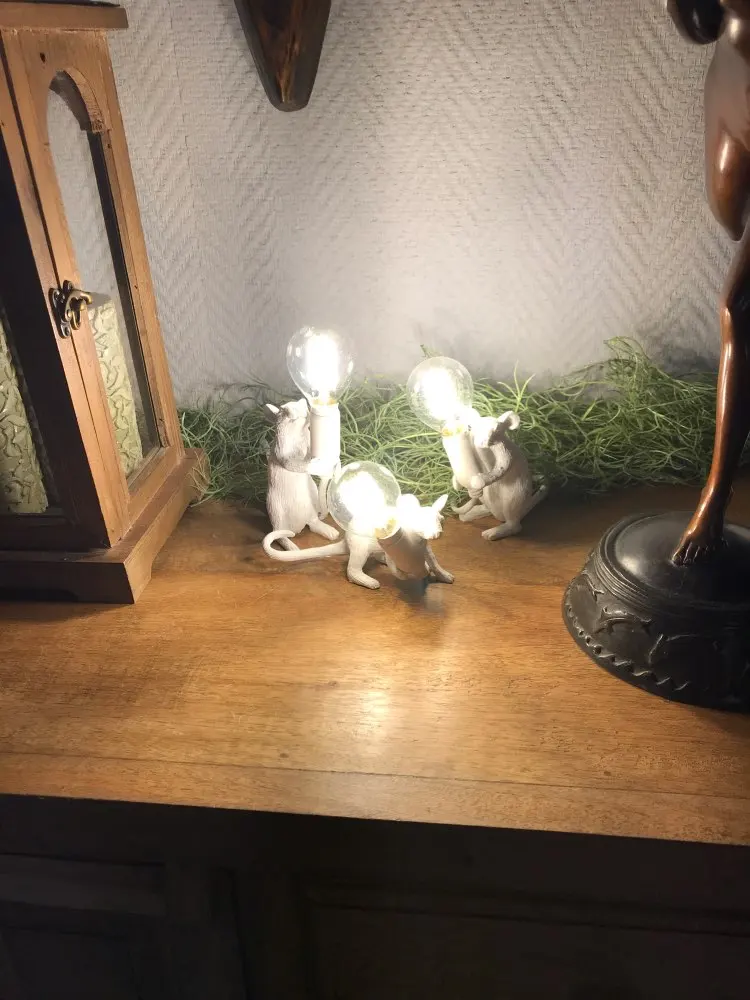 Светодиодная лампа для мыши E12 настольный светильник в виде крысы черного и