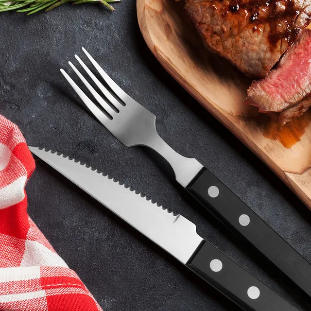 Стейк Ножи в западном стиле и вилка комплект светильник класса люкс нержавеющая