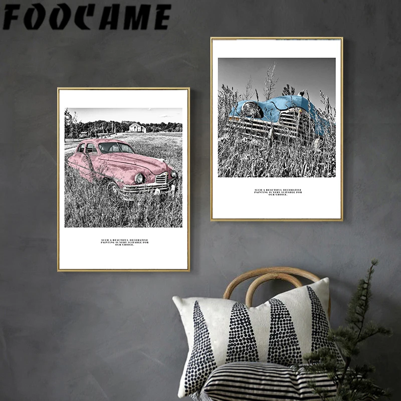 

Classic Cars Landscape Retro Painting Wall Art Canvas Print Nordic Vintage Poster Living Room Home Decoration Modern Bedroom