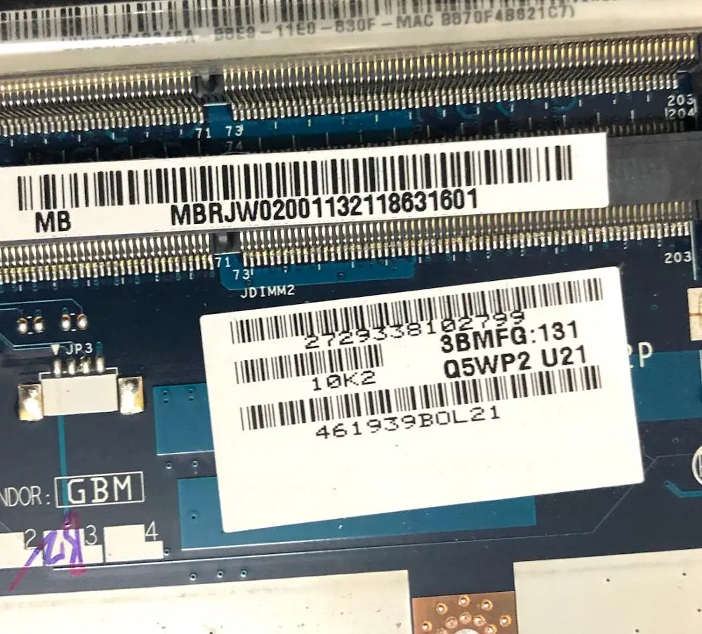 Материнская плата MBRJW02001 для ноутбука ACER 5333 5733 PEW71 LA-6582P 100% протестирована