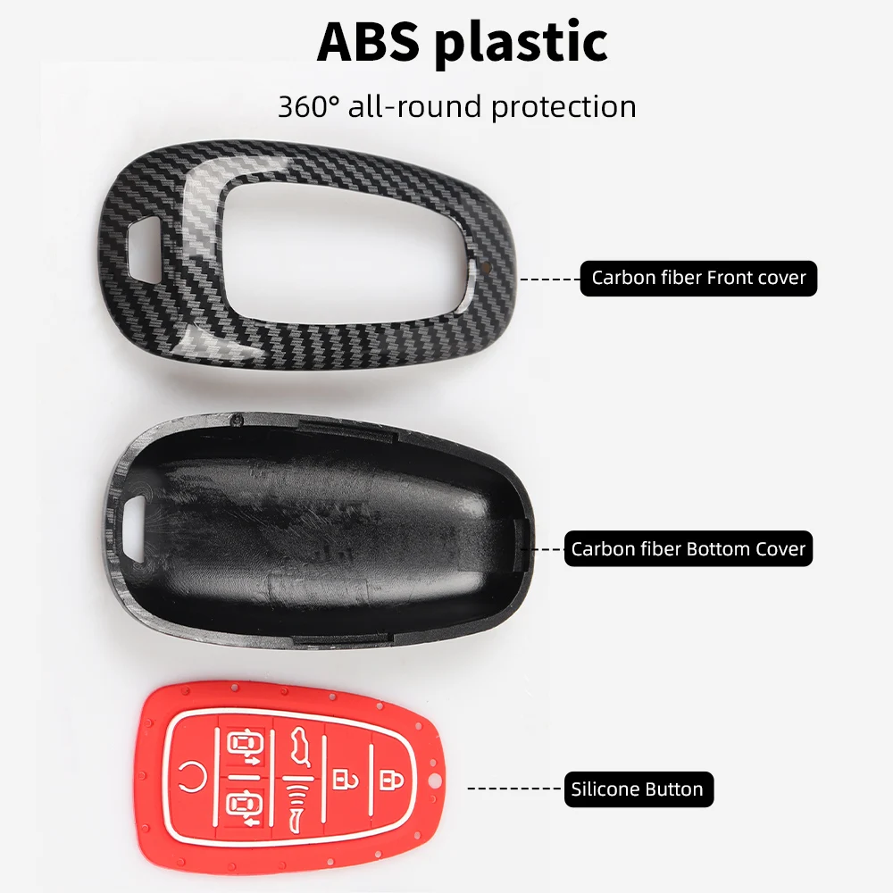 ABS Carbon Car Remote Key Cover Case For Hyundai Tucson Hybrid Nexo NX4 Grand Santa Fe Solaris Sonata 2020 2021 2022 Accessories |