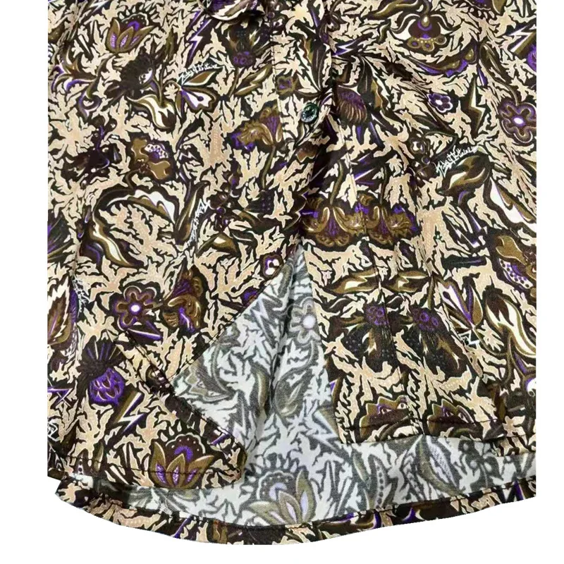 

2021 spring and summer new retro V-neck printed shirt