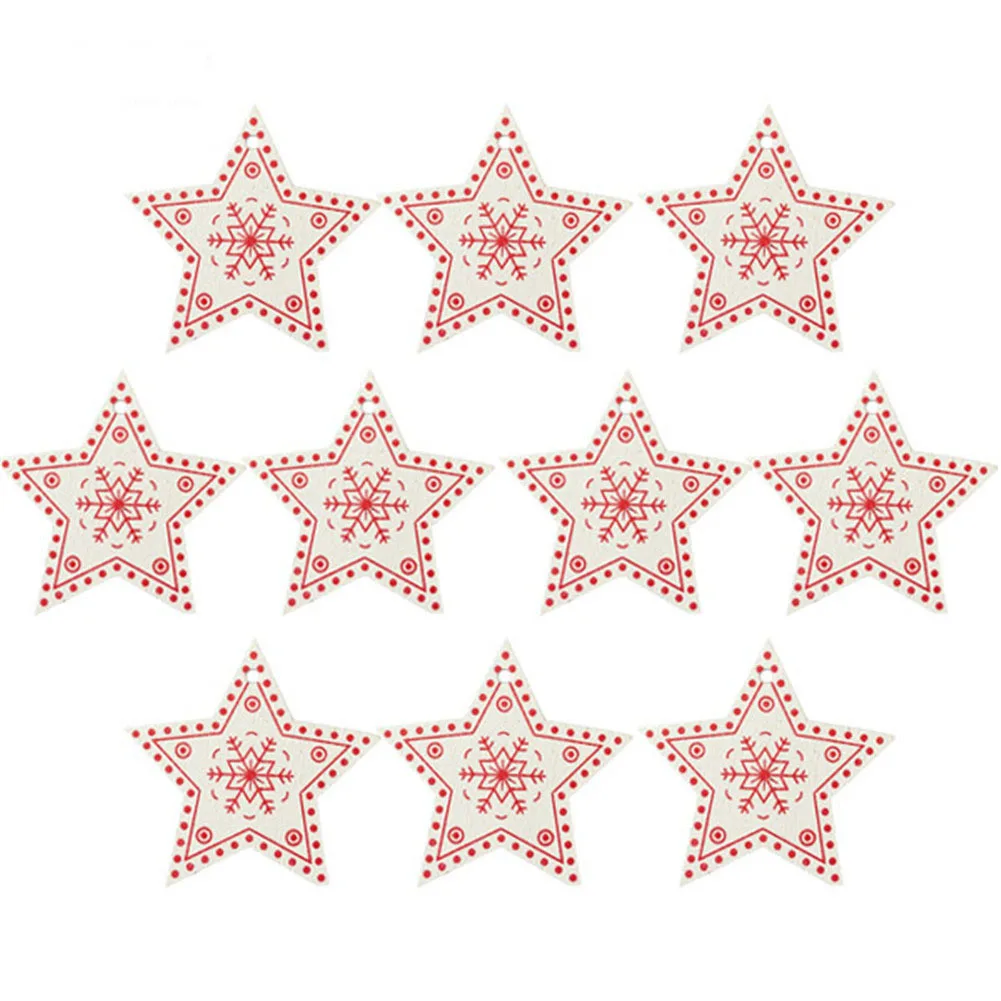Star C-10PCS 1/10 шт. Рождественская елка украшения Рождество деревянные украшения Рождественские подвесной орнамент украшения дома Noel с утолщённой меховой опушкой - Цвет: Star C-10PCS