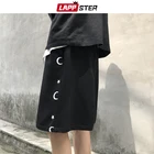 Шорты LAPPSTER мужские хлопковые с принтом Луны, повседневные Джоггеры в Корейском стиле, модная уличная одежда, черные спортивные штаны, лето 2022
