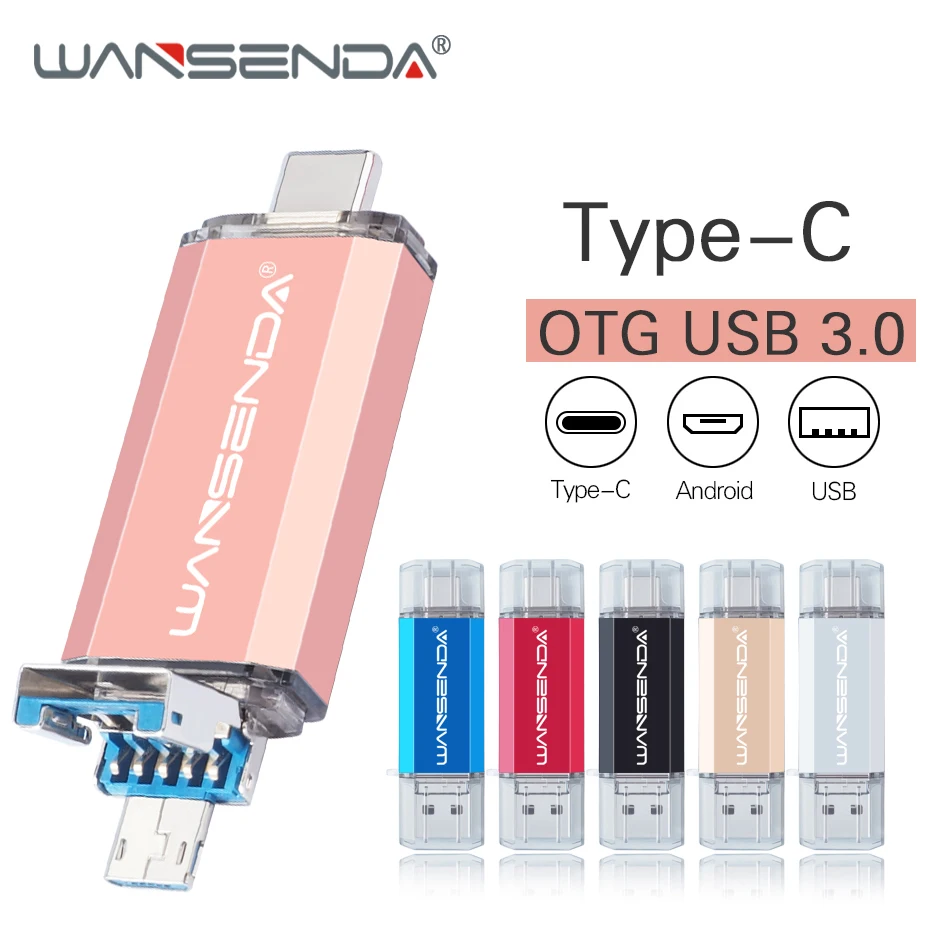 

Original WANSENDA OTG USB Flash Drive 3 in 1 USB3.0 & Type-C & Micro USB Stick Pen Drive 512GB 256GB 128GB 64GB 32GB Pendrives