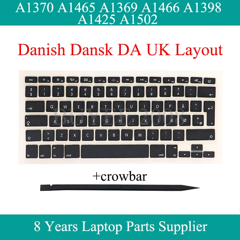 Laptop A1369 A1466 A1398 A1425 A1502 Danish Keyboard Keys Caps For Macbook Air Retina 13" 15" A1370 A1465 Dansk Keycap Key Cap