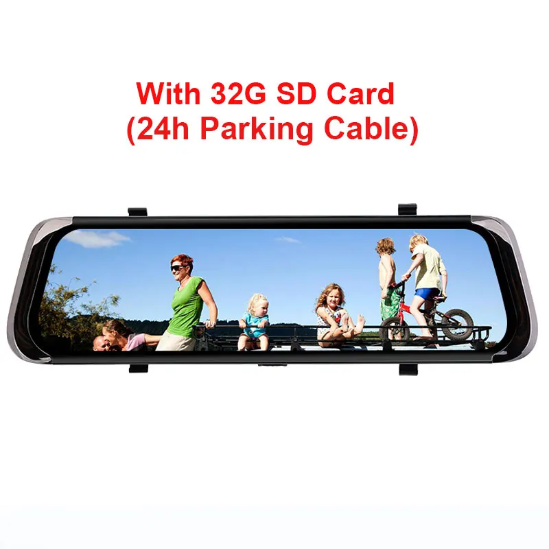 24H With 32G sd card Kampacar 10 дюймов Android умное зеркало заднего вида камера Dvr автомобиля 4G gps навигация Dvrs с камерой заднего вида два объектива двойной Dashcam - Название цвета: 24H With 32G sd card