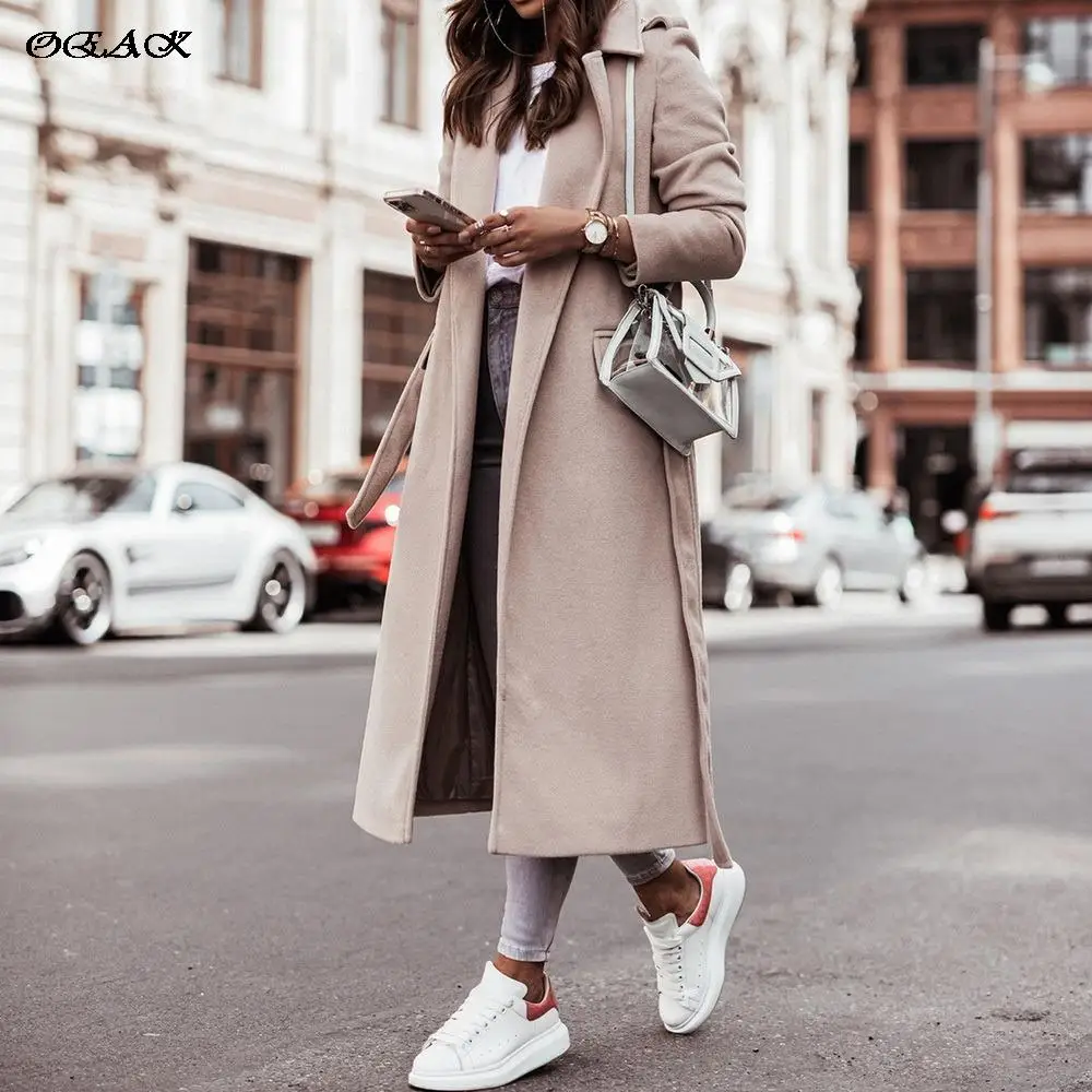 

Womens Urban Windbreaker Basic Female Coat Winter Trench Plus Size Overcoat Female Long Sleeve Outerwear Tailored Long Cardigan