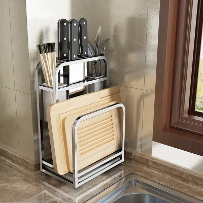 304 stainless steel kitchen knife cutting board holder multi-function rack tool storage | Дом и сад