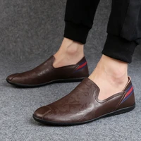 mens leather shoes 2021 spring new lazy shoes with cow leather and pea shoes breathable wear resistant lightweight