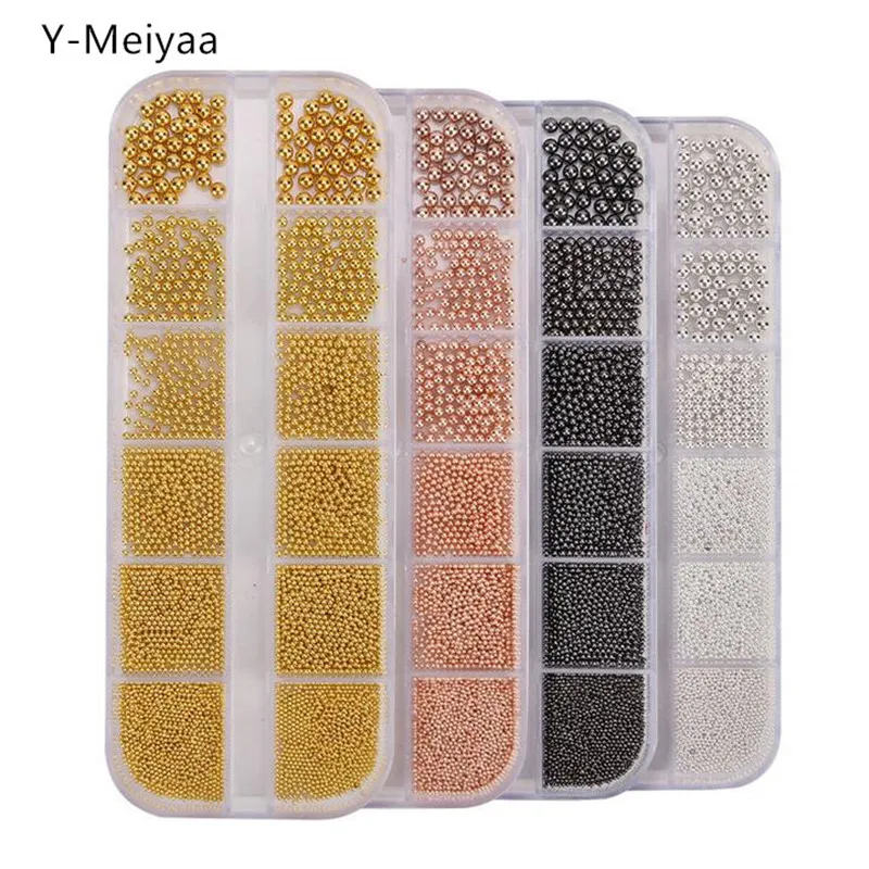 

6 размеров, бусины из нержавеющей стали, украшения для дизайна ногтей, розовые, золотые, серебряные, черные самодельные гвоздики для ногтей, ...