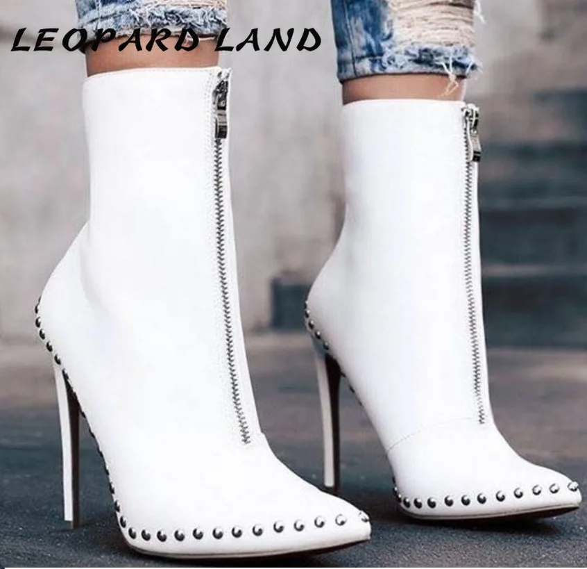 LEOPARD LAND/2020 г. Женские ботинки больших размеров женские с острым носком шипами