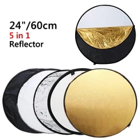 24 60cm reflector 5 in 1 collapsible round photography white silver light reflector for studio multi photo disc diffuser kits