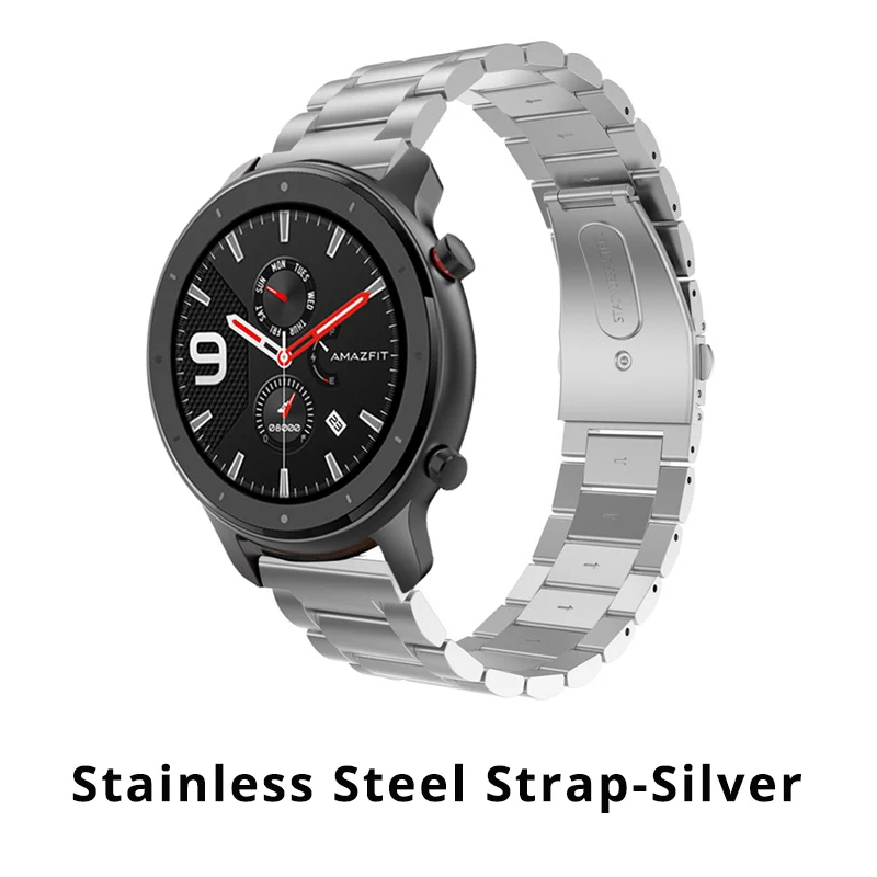 Stainless Steel s Huami Amazfit GTR 47 мм умный Браслет замена металла Милана из нержавеющей стали кожаный силиконовый холст ремешок для часов - Цвет: Stainless Steel s