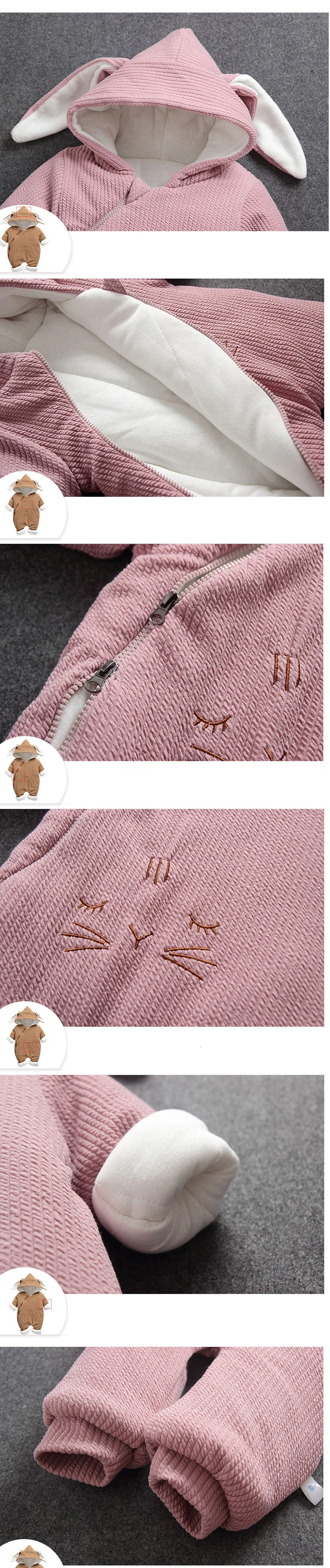 OkayMom Infant Baby Boys Girls Snow Wear Overalls Clothing Toddler Winter Warm Coat Clothes Newborn Cute Thicken Hooded Jumpsuit