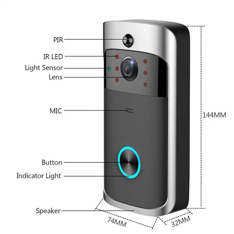

Smart WiFi Video Doorbell Camera Visual Intercom with Chime Night Vision, IP Door Bell Wireless Home Security
