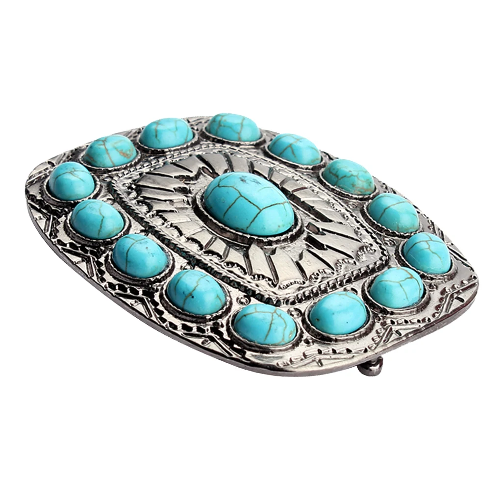 

Vintage Antique Silver Turquoise Belt Buckle Western Buckles For Men Women