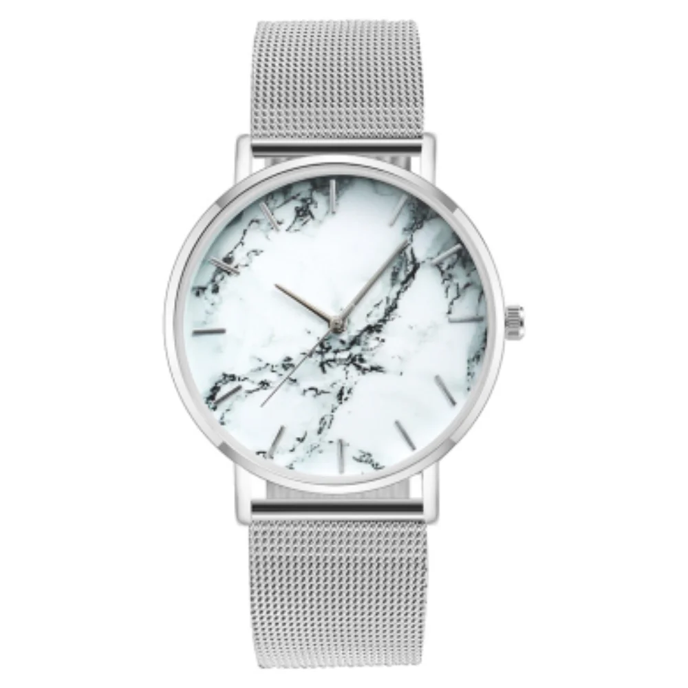 

Fashion Lovers Watch Marble Texture Mesh Belt Automatic Leisure Movement Rotation Trend Waterproof Watch For Both Men And Women