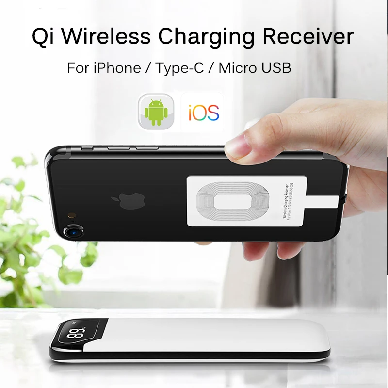 fast qi wireless charger receiver for iphone 6 7 plus universal charging receiver adapter pad coil for micro usb type c phone free global shipping