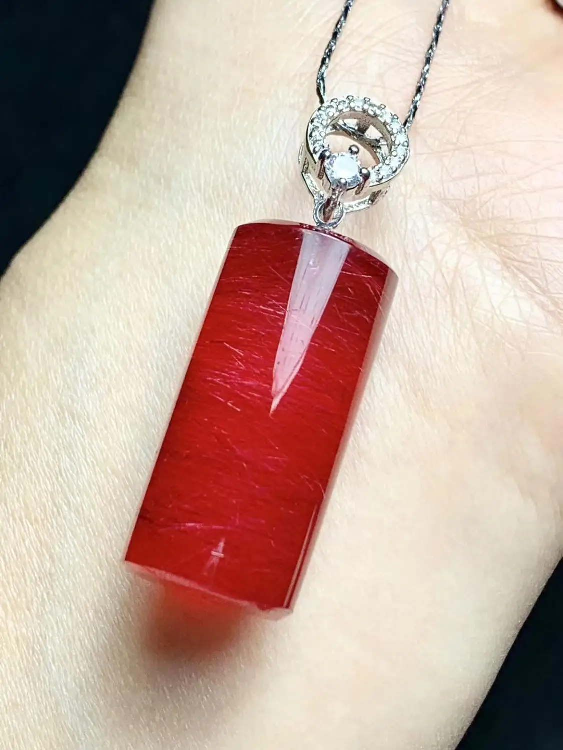 Натуральный Красный Рутиловый Кварц Драгоценный Кулон вечерние баррель Форма