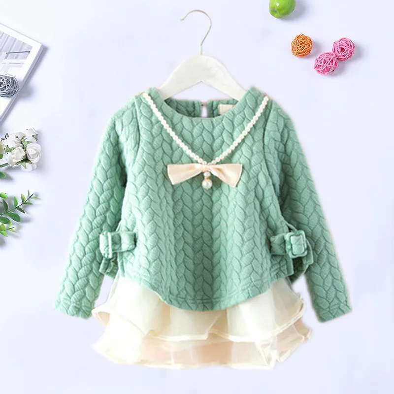 Детское вечерние нее платье для девочек весенне-осеннее модное однотонное