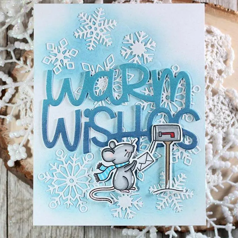 Mai Christmas Warm Wishes Letter Metal Cutting Dies Stencils for DIY Scrapbooking photo album Decorative Embossing Paper Cards | Дом и сад