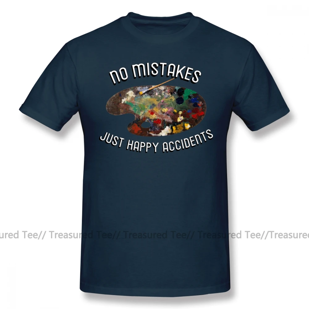 Футболка Bob Ross футболка BOB ROSS NO eraps HAPPY accident Милая футболка с принтом модная футболка с коротким рукавом большого размера - Цвет: Navy Blue