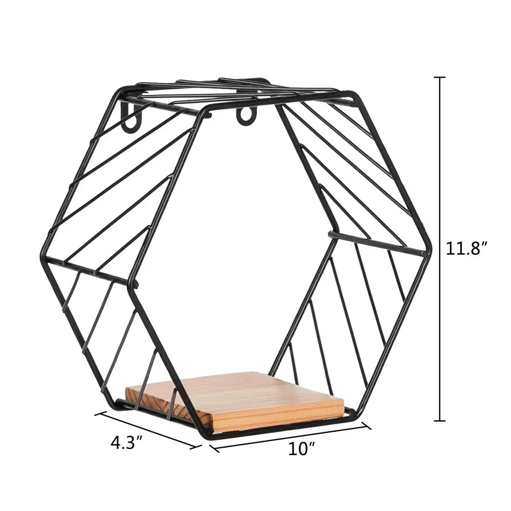

Steel 6-Sided Small Wall-Mounted Decoration Storage Rack Flower Pot Crafts Display Stand Shelves For Home Bedroom Living Room
