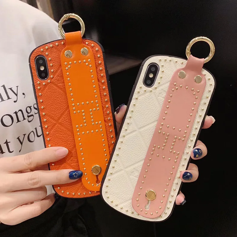Роскошный фирменный ремешок с заклепками чехол для телефона s iphone X XR XS MAX 6 6s 7 8 Plus